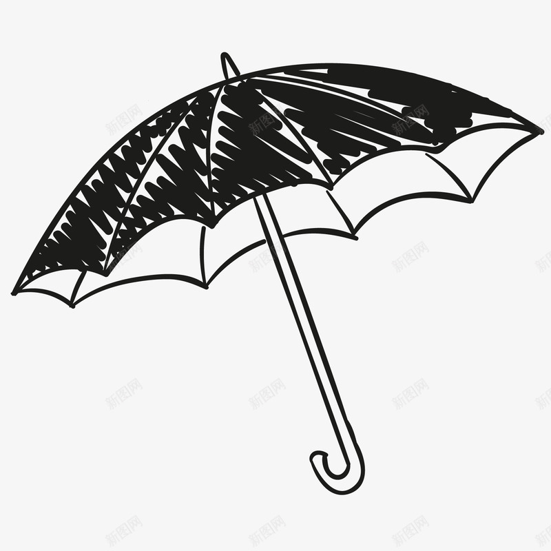 手绘雨伞png免抠素材_新图网 https://ixintu.com 伞 手绘 遮挡 雨伞 黑色