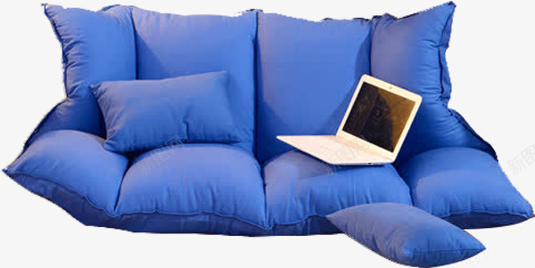 蓝色沙发png免抠素材_新图网 https://ixintu.com 沙发样式 笔记本电脑 蓝色