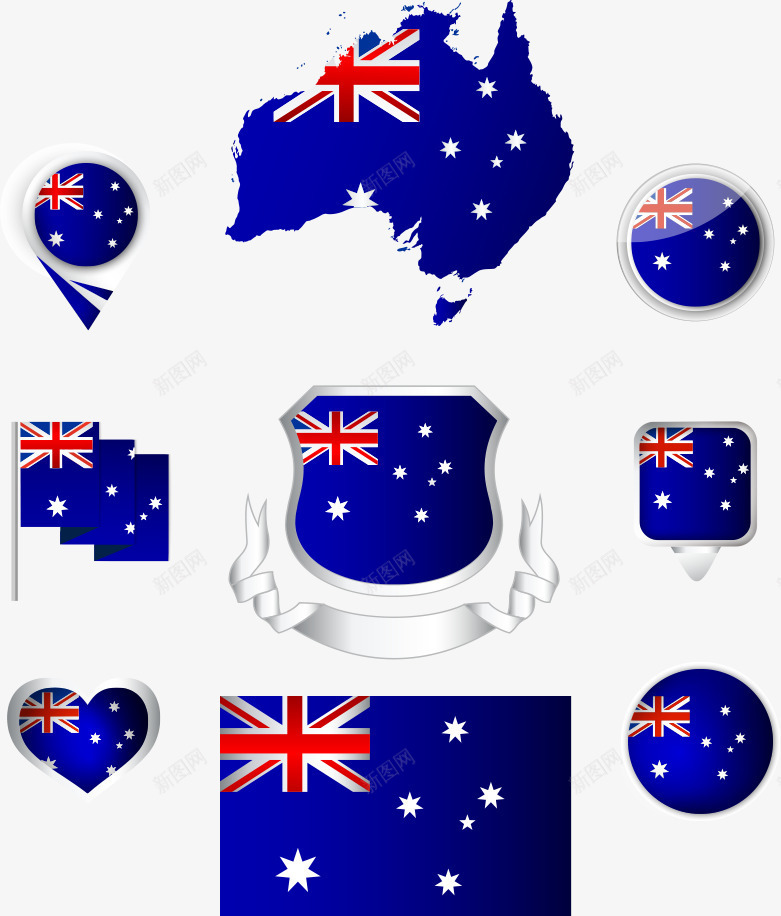 澳大利亚地图和国旗png免抠素材_新图网 https://ixintu.com 国旗 国旗元素 国旗图案 地图 旗帜 澳大利亚国旗 澳大利亚地图
