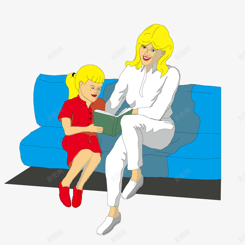 坐在沙发上教女儿看书的母亲矢量图ai免抠素材_新图网 https://ixintu.com 女儿 母亲 沙发 看书 矢量图
