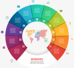弧形彩色信息图表素材