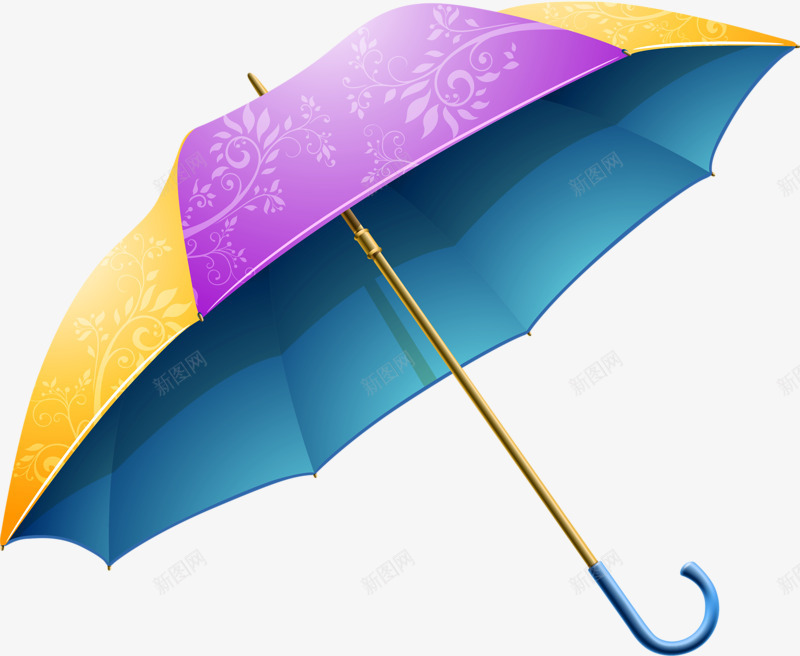雨伞太阳伞png免抠素材_新图网 https://ixintu.com 太阳伞 紫色 雨伞 黄色