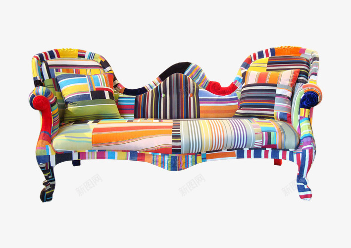 彩色沙发png免抠素材_新图网 https://ixintu.com 实物 家具 彩色 条纹 沙发 装饰