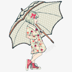 打雨伞的女孩矢量图素材