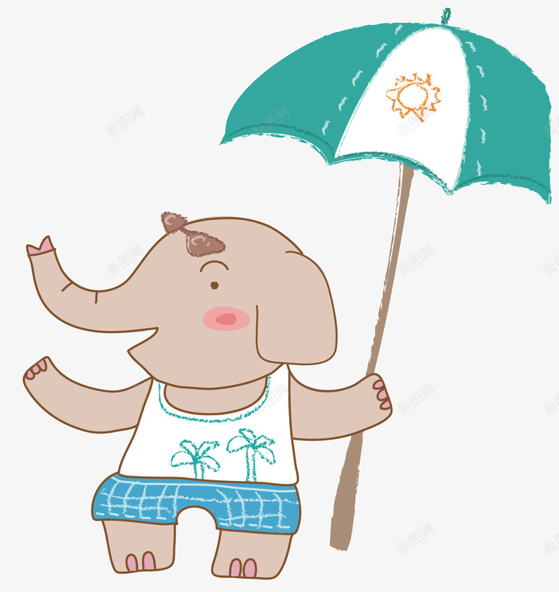 萌萌的小象矢量图ai免抠素材_新图网 https://ixintu.com 卡通 可爱的小象 大象 小象 打伞的小象 雨伞 矢量图