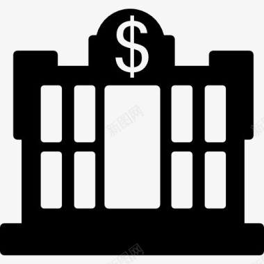 美元的中央银行大楼图标图标