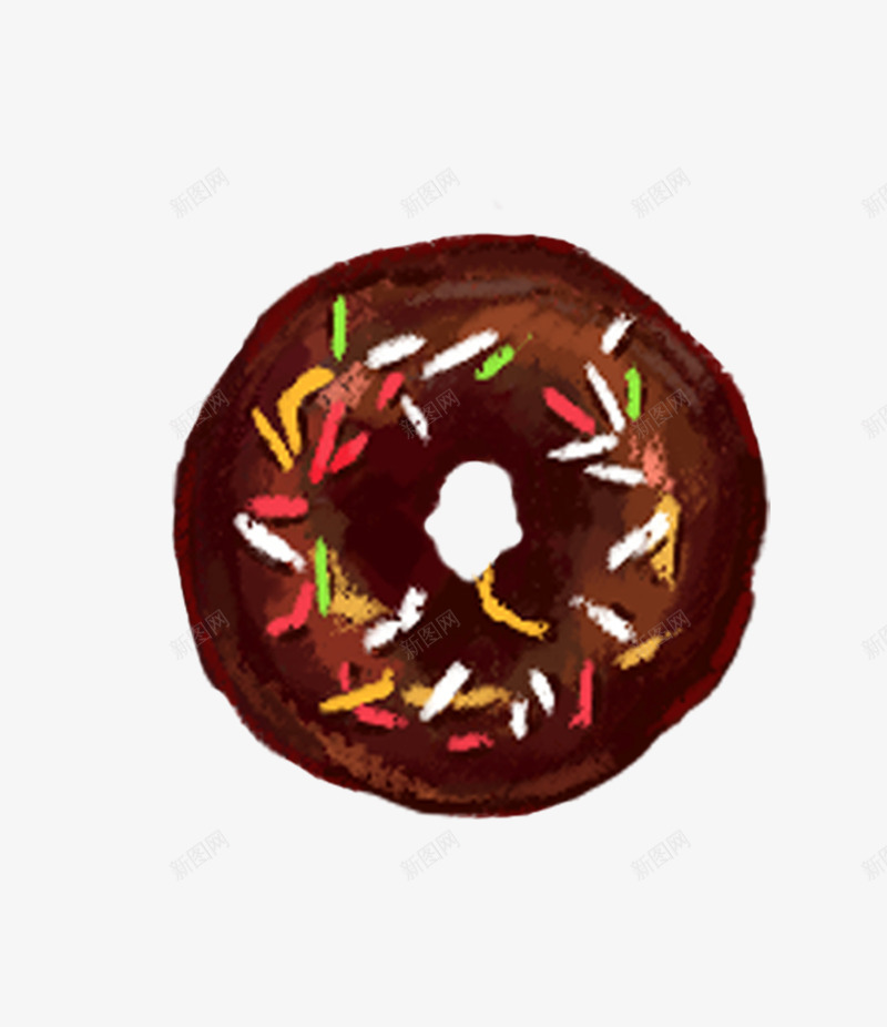 卡通手绘巧克力甜甜圈png免抠素材_新图网 https://ixintu.com 创意 动漫动画 卡通手绘 巧克力甜甜圈 甜品 简约