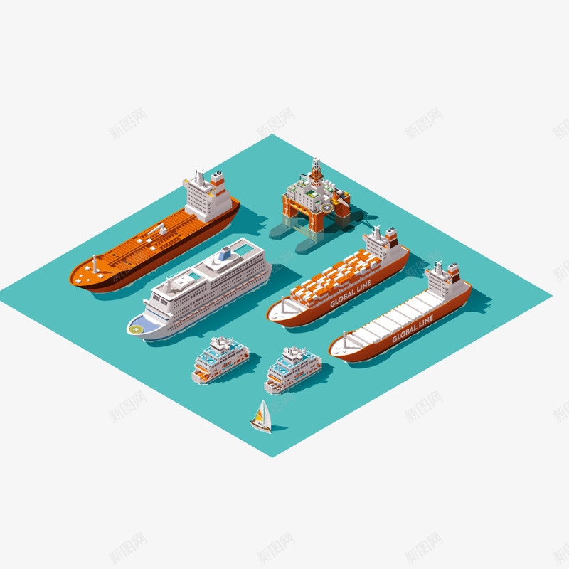 运输货轮png免抠素材_新图网 https://ixintu.com 交通工具 海上运输 航海 航行 轮船