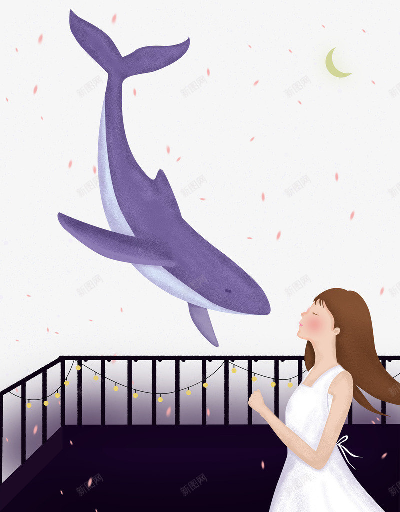 卡通手绘站在楼梯上的女孩海png免抠素材_新图网 https://ixintu.com 免抠卡通手绘站在楼梯上的女孩海豚装饰免费下载 卡通 女孩 彩色的灯 手绘 海豚装饰 站在楼梯上的 紫色的海豚
