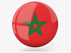 摩洛哥特色摩洛哥圆形国旗高清图片