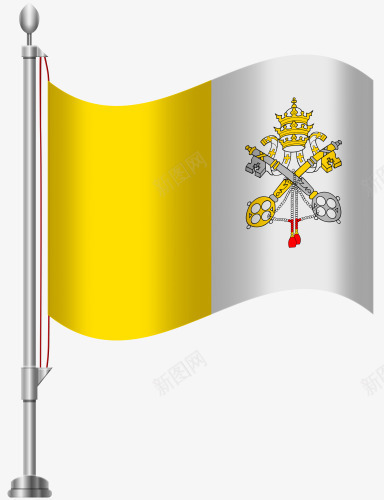 梵蒂冈国旗png免抠素材_新图网 https://ixintu.com 国旗 旗帜 梵蒂冈 金钥匙 黄白色