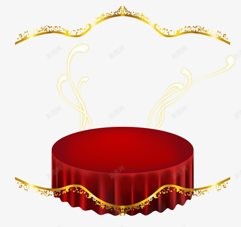 红色桌子金色纹理png免抠素材_新图网 https://ixintu.com 光条 红色桌子 装饰图案 金色边框