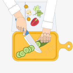 厨师切菜沙拉制作插画矢量图高清图片