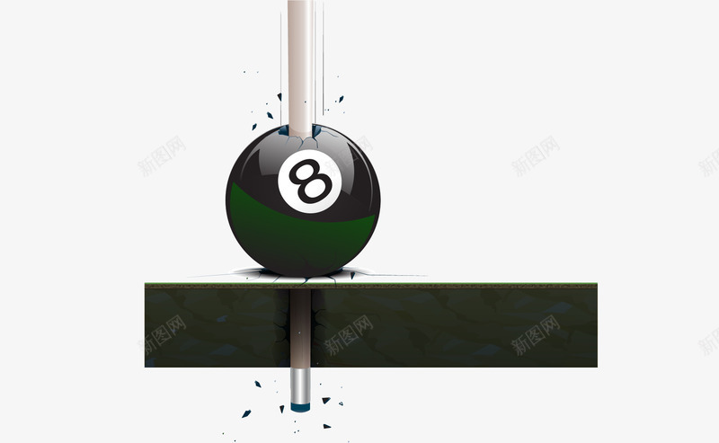 手绘穿透黑球和桌子png免抠素材_新图网 https://ixintu.com 台球杆 手绘 穿透 黑球和桌子