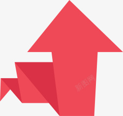 红色折纸向上箭头矢量图素材