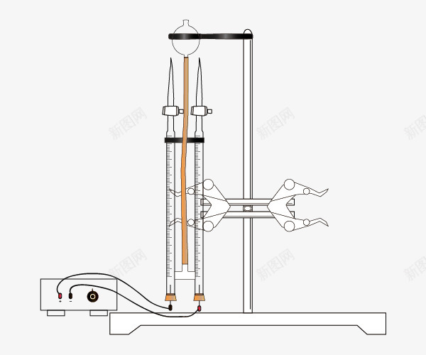 电解水反应png免抠素材_新图网 https://ixintu.com 化学实验 教学 电解水反应 经典实验