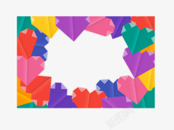 彩色折纸爱心装饰边框素材
