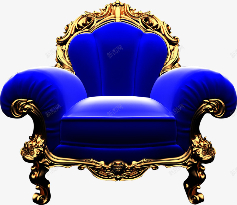 复古欧式蓝色沙发png免抠素材_新图网 https://ixintu.com 复古 家具装饰 欧式 沙发 蓝色