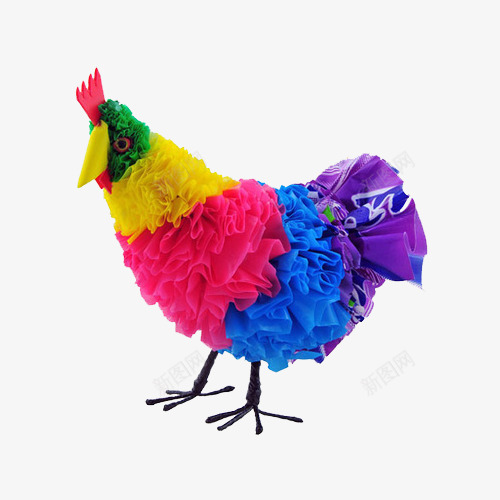 塑料袋艺术品png免抠素材_新图网 https://ixintu.com 公鸡造型 可爱 塑料 彩色
