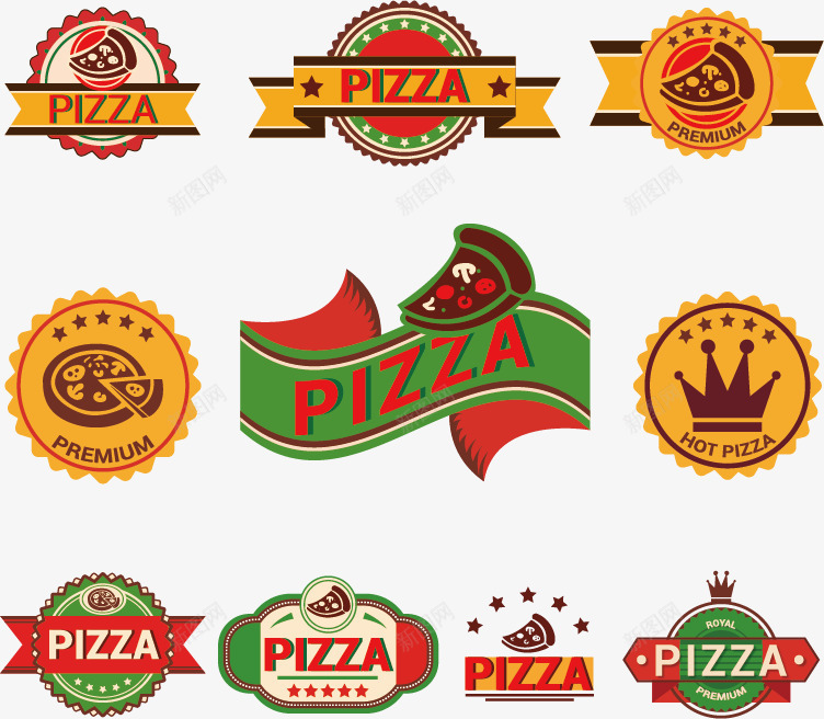 手绘披萨图标合集png_新图网 https://ixintu.com LOGO logo设计理念 图标 手绘 披萨