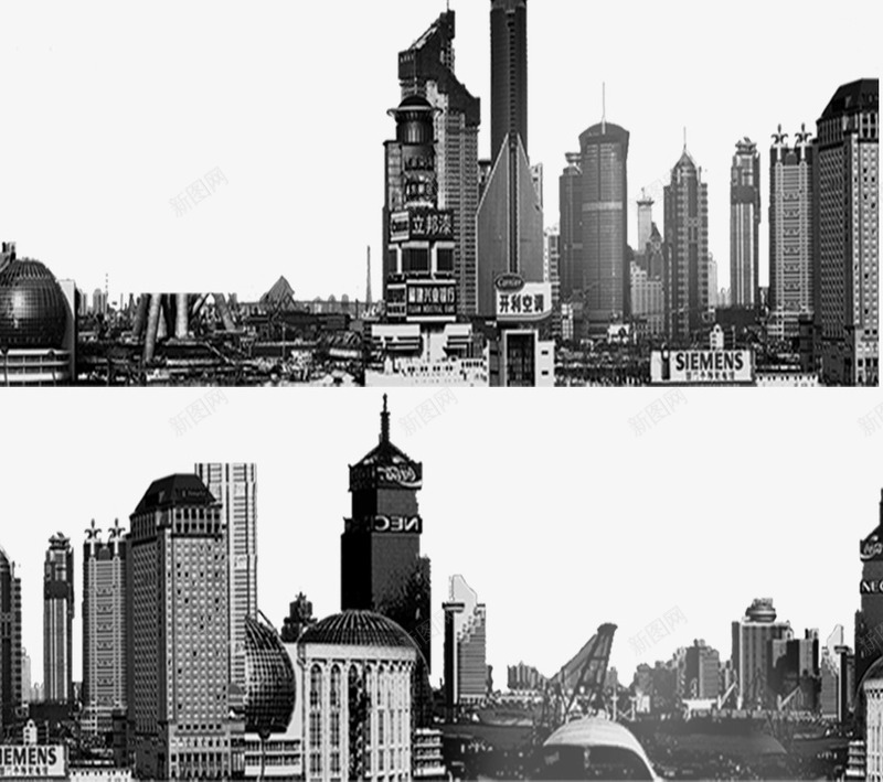 房地产海报png免抠素材_新图网 https://ixintu.com 建筑 房地产 高楼大厦 黑白