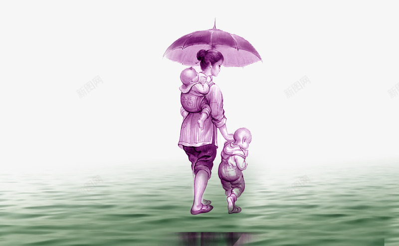 撑伞的母亲效果元素png免抠素材_新图网 https://ixintu.com 元素 效果 母亲 雨中 雨伞