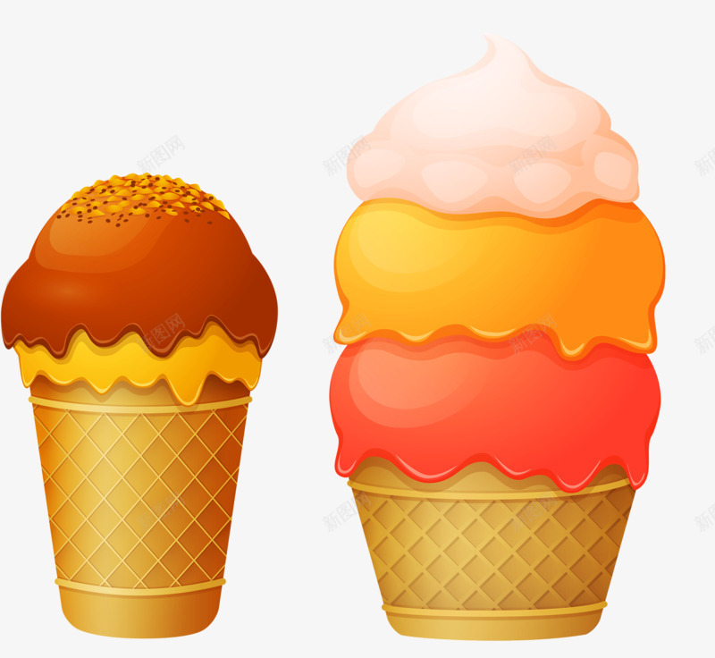 卡通装饰食物png免抠素材_新图网 https://ixintu.com 冰淇淋 甜品 甜筒 雪糕