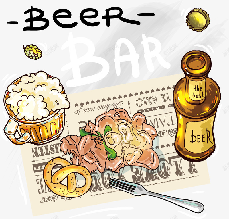 手绘美食png免抠素材_新图网 https://ixintu.com 手绘 手绘美食 甜点 美食制作 美食素材 西餐