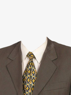 黄色领带棕色西装素材