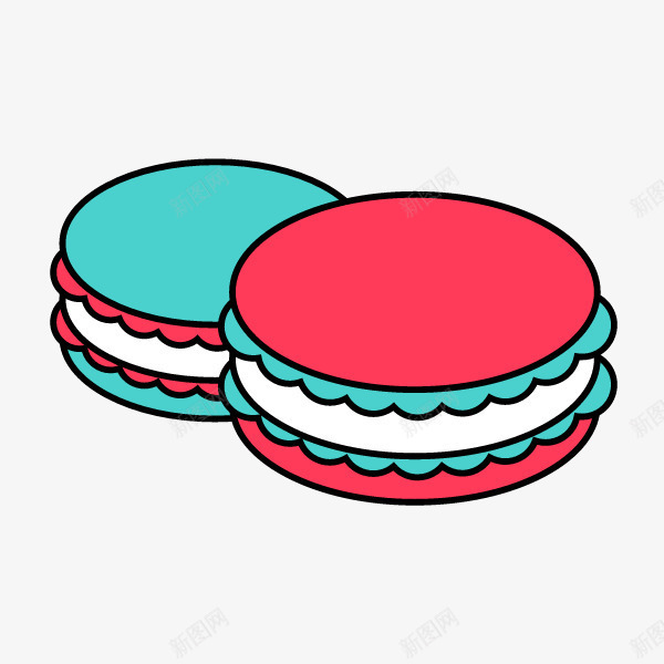 马卡龙简图png免抠素材_新图网 https://ixintu.com 卡通 圆形 手绘 甜点 简图 红色 绿色 马卡隆