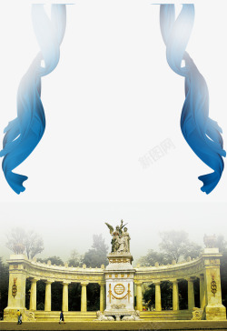 蓝色雕像地产元素欧式建筑高清图片