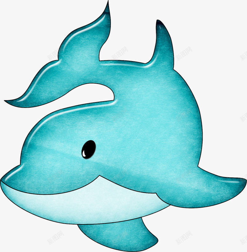 卡通蓝色海豚png免抠素材_新图网 https://ixintu.com 动物 卡通 装饰 贴图