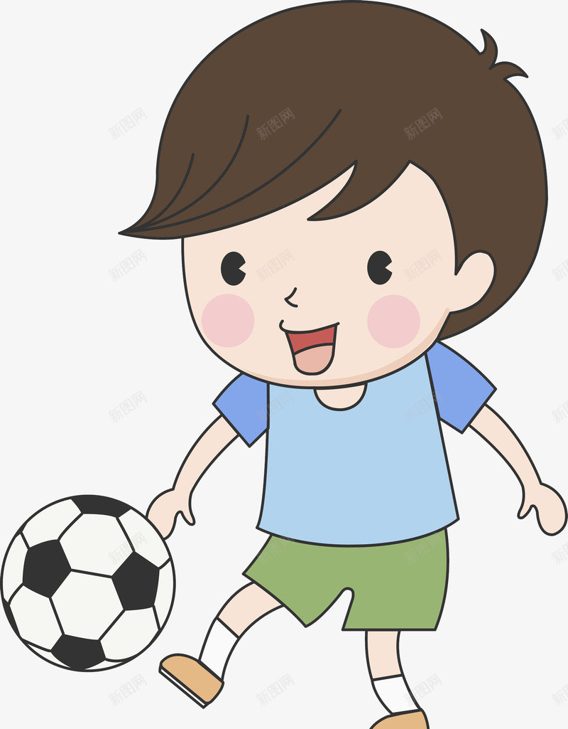 踢足球男孩png免抠素材_新图网 https://ixintu.com 可爱 开心 手绘 男孩 短发 腮红 足球男孩 运动 运动衣