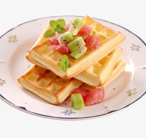 滋味水果华夫饼png免抠素材_新图网 https://ixintu.com waffle 华夫饼 水果 甜品 绿叶装饰 美食