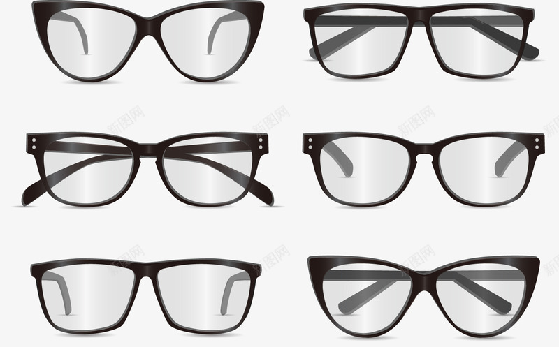 手绘黑色边框眼镜合集png免抠素材_新图网 https://ixintu.com 手绘 眼镜 黑框眼镜
