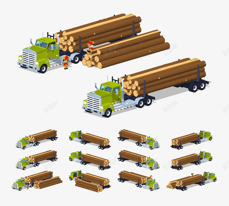 木材运输车png免抠素材_新图网 https://ixintu.com 木头 木材 红色 运输