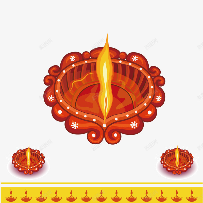 红色的油灯png免抠素材_新图网 https://ixintu.com 印度 手提 油灯 祝福 红色 节日