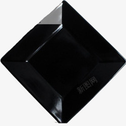 正方形黑色正方形底纹简约立体黑色盘子高清图片