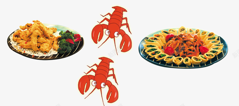 两盘家常菜psd免抠素材_新图网 https://ixintu.com 家常菜 设计 透明 龙虾