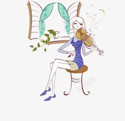 拉提琴的女孩时尚人物女孩拉提琴高清图片