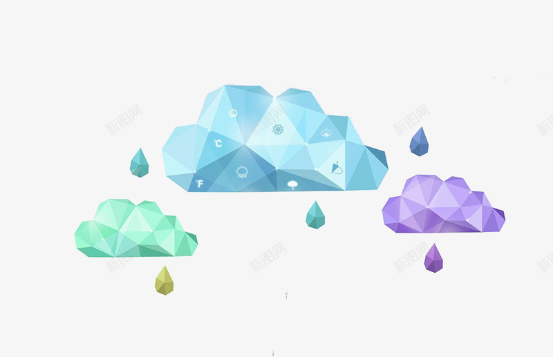 抽象云朵和雨滴png免抠素材_新图网 https://ixintu.com 云 云朵 形状 折纸 抽象云朵和雨滴 插画 紫色 蓝色 雨滴