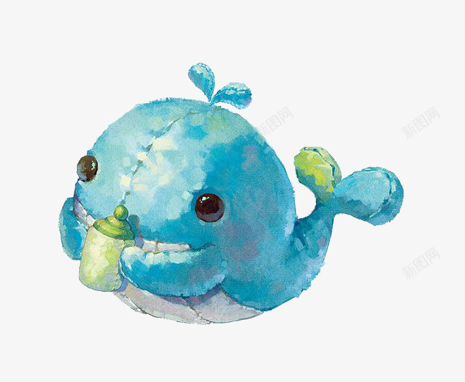 水彩海豚png免抠素材_新图网 https://ixintu.com 动物 卡通 彩色 手绘 水彩 海豚 蓝色 装饰