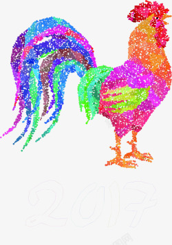 彩色手绘公鸡造型素材