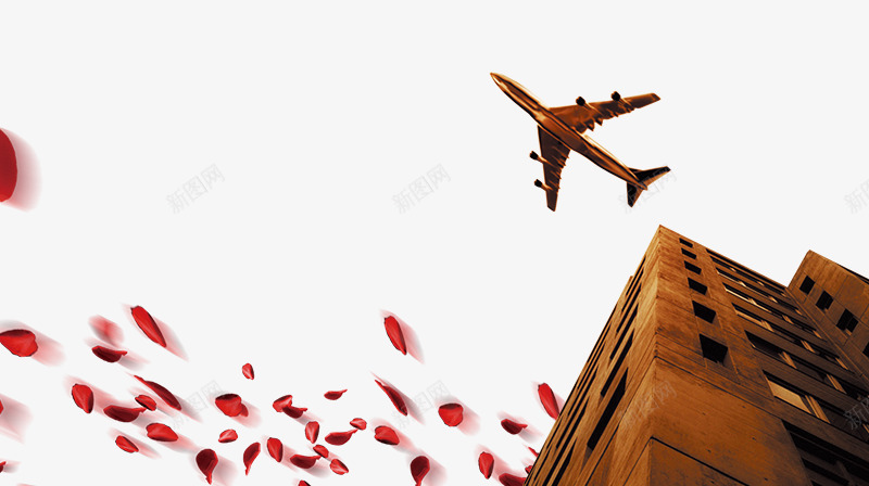 楼盘上空的飞机png免抠素材_新图网 https://ixintu.com 商业元素 地产元素 楼盘上空的飞机 满天飞舞的花瓣