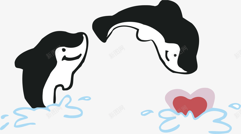 手绘在水上跳跃的海豚png免抠素材_新图网 https://ixintu.com 手绘 水上 水上世界 海豚 跳跃