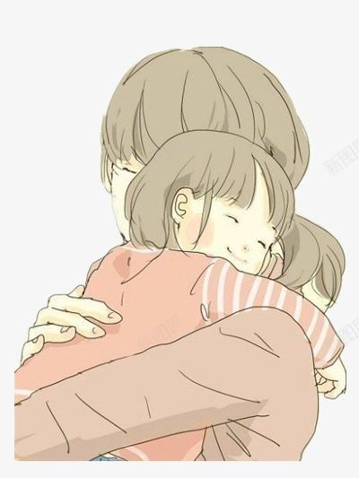 幸福的女儿png免抠素材_新图网 https://ixintu.com 卡通 拥抱 母女 温馨