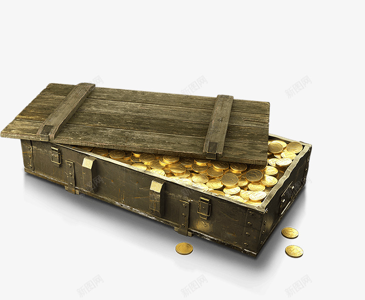 创意金币效果木箱造型图标png_新图网 https://ixintu.com 创意 效果 木箱 造型 金币