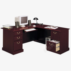褐色办公桌产品实物办公桌高清图片