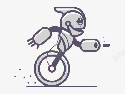 骑单轮车的机器人png免抠素材_新图网 https://ixintu.com 国外创意设计 机器人 矢量插图 轮子 银灰色