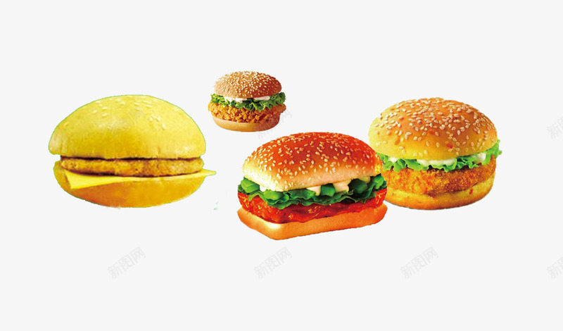 4种汉堡png免抠素材_新图网 https://ixintu.com 汉堡 肯德基麦当劳 西餐海报设计